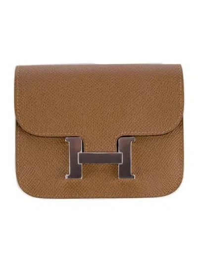 Pre-owned Hermes Constance Compact Wallet In Brown