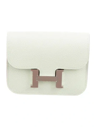 Pre-owned Hermes Constance Compact Wallet In Green