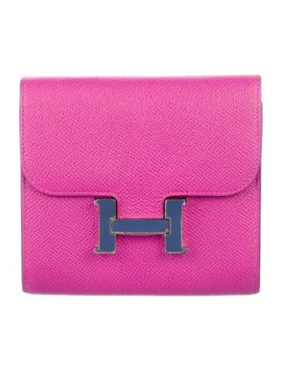 Pre-owned Hermes Constance Compact Wallet In Purple