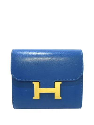 Pre-owned Hermes Constance Compact Wallet Small Wallets In Blue