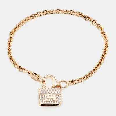 Pre-owned Hermes Hermès Constance Diamonds 18k Rose Gold Bracelet