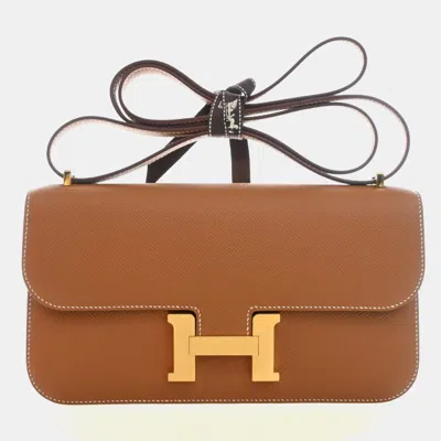 Pre-owned Hermes Constance Elan 25 Gold Epsom Leather Shoulder Bag