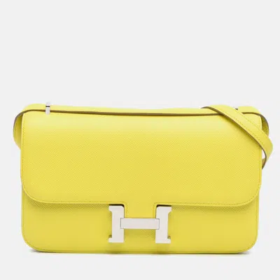 Pre-owned Hermes Constance Elan 25 Soufre Epsom Leather Shoulder Bag In Yellow