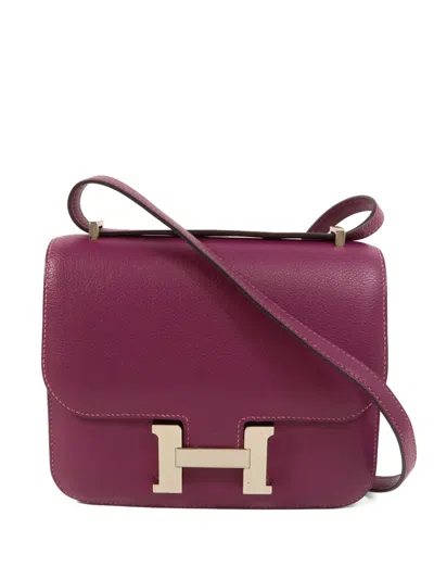 Pre-owned Hermes Constance Evercolor Shoulder Bag In Purple