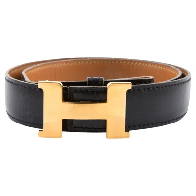 Pre-owned Hermes Constance H Black Box Leather Belt