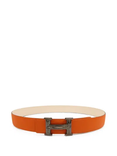 Pre-owned Hermes Constance H Epsom Belt In Orange