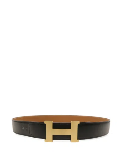 Pre-owned Hermes Constance H Reversible Belt In Black
