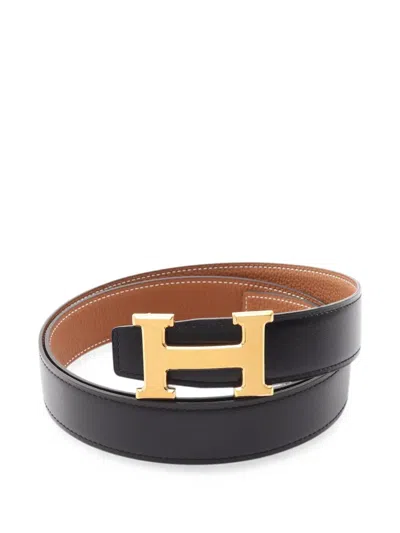 Pre-owned Hermes Constance H-belt Reversible Belt In Black