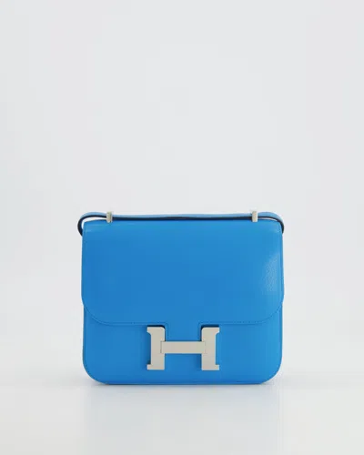 Hermes Hermès Constance Iii Mini 18cm Bag In Bleu Frida Chèvre Chamkila Leather With Palladium Hardware In Blue