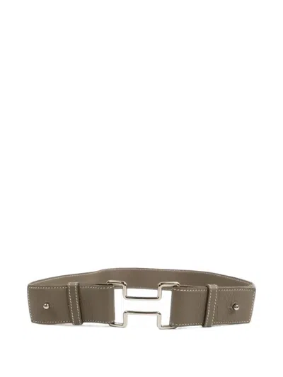 Pre-owned Hermes Constance Leather Belt In Grey