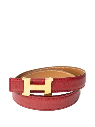 Pre-owned Hermes Constance Leather Belt In Red