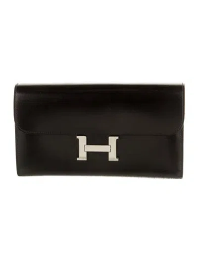 Pre-owned Hermes Constance Long Wallet In Black