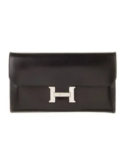 Pre-owned Hermes Constance Long Wallet In Black