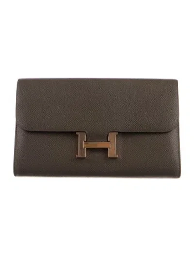 Pre-owned Hermes Constance Long Wallet In Gray