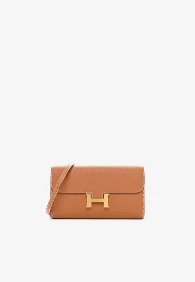 Hermes Constance Long Wallet To Go In Gold Epsom Leather With Gold Hardware