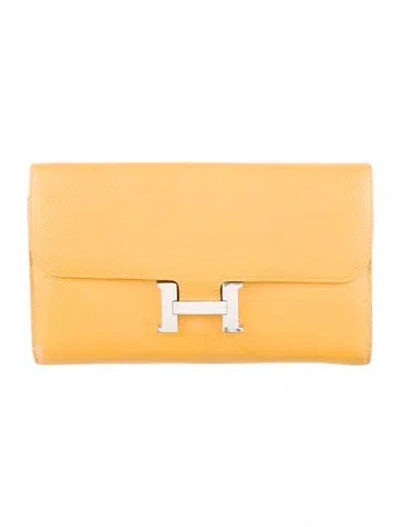 Pre-owned Hermes Constance Long Wallet In Yellow