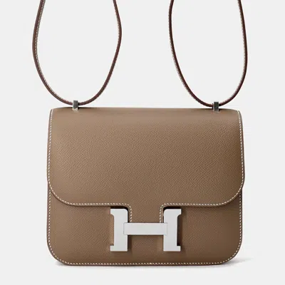 Pre-owned Hermes Constance Mini Miroir Etoupe Epsom In Brown