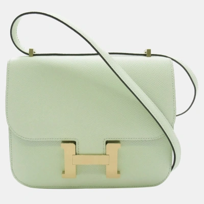 Pre-owned Hermes Constance Mini Vert Fizz Shoulder Bag Green Vert Fizz Epsom Leather