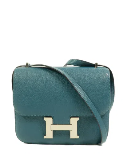 Pre-owned Hermes Constance Mysore Crossbody Bag In Blue