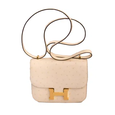 Pre-owned Hermes Constance Ostrich 18 Gold Palladium Nata