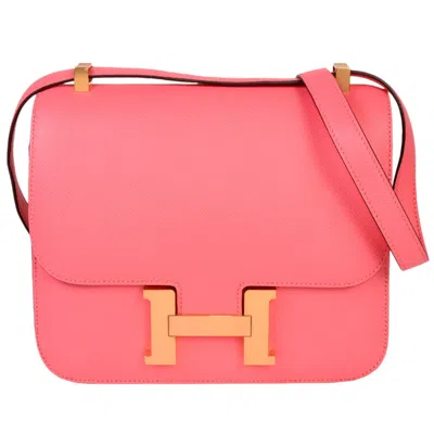 Pre-owned Hermes Constance Pink Rose Azalee Evercalf Leather Shoulder Bag ()