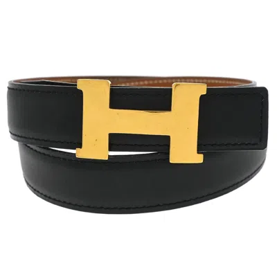 Pre-owned Hermes Constance Reversible Belt Leather Black Calfskin Belts Accessory ()