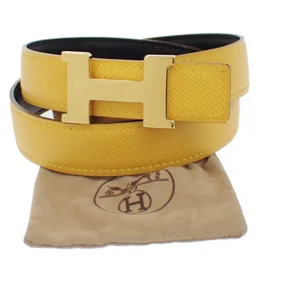 Pre-owned Hermes Constance Reversible Belt Leather Yellow Leather Belts Accessory ()