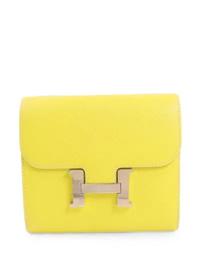 Pre-owned Hermes Constance Slim Epsom Wallet In Yellow