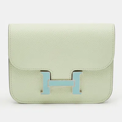 Pre-owned Hermes Hermès Constance Slim Vert Fizz Epsom Leather Wallet In Green