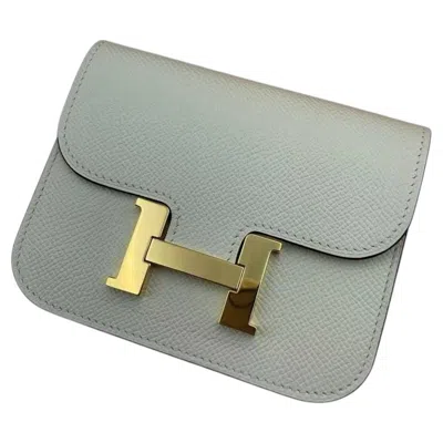 Pre-owned Hermes Constance Slim Wallet Craie Nata Epsom Gold Hardware 2023 In Gray