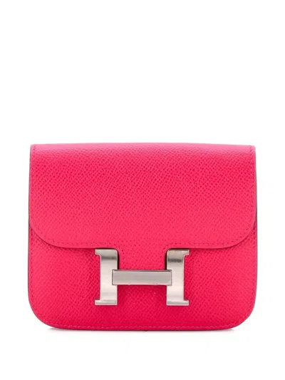 Pre-owned Hermes Constance Slim Wallet Epsom Small Wallets In Pink