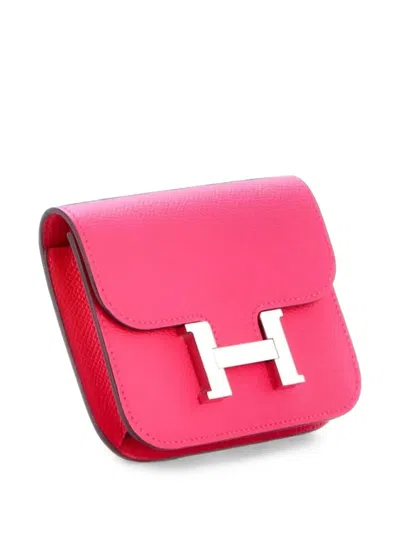 Pre-owned Hermes Constance Slim Wallet Epsom Small Wallets In Pink