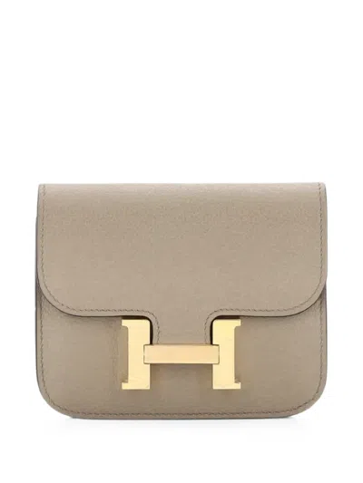 Pre-owned Hermes Constance Slim Wallet Evercolor Small Wallets In Brown