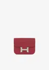 Hermes Constance Slim Wallet In Rubis Epsom Leather With Palladium Hardware In Rubis