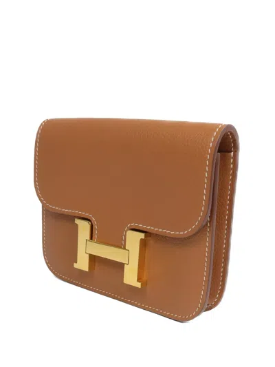 Pre-owned Hermes Constance Slim Wallet In Neutral