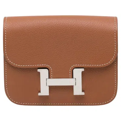 Pre-owned Hermes Hermès Constance Slim Wallet Quebracho Evercolor Phw In Brown