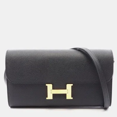 Pre-owned Hermes Constance To Go Black Epsom Calfskin Leather Wallet Bag