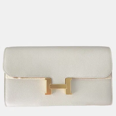 Pre-owned Hermes Constance To Go Glacier White Evercolor Bag