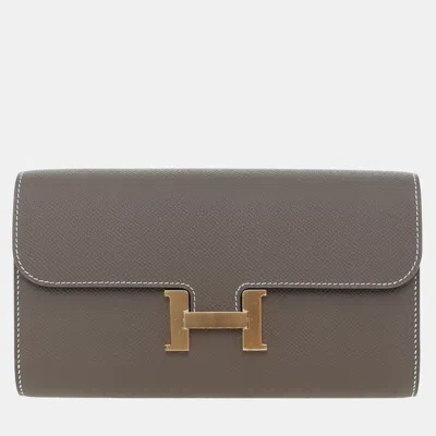 Pre-owned Hermes Constance To Go Wallet In Beige