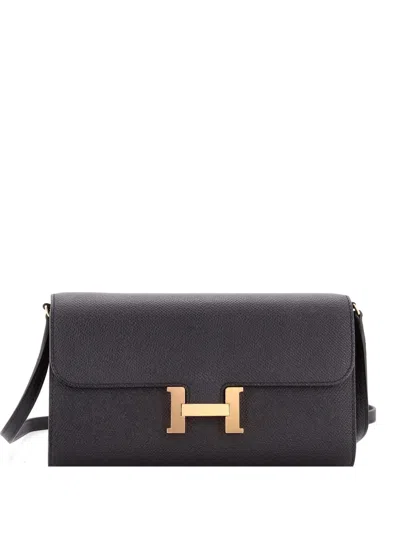 Pre-owned Hermes Constance To Go Wallet Epsom Clutch Bag In Black