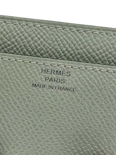 Pre-owned Hermes Constance To Go Wallet Epsom Clutch Bag In Green