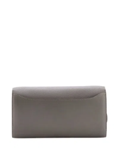 Pre-owned Hermes Constance To Go Wallet Evercolor Clutch Bag In Grey