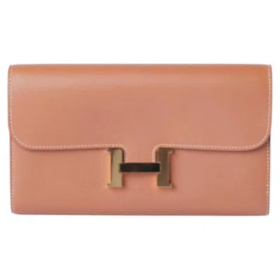 Pre-owned Hermes Hermès Constance To Go Wallet In Gold Epsom Leather With Gold Hardware - '20s In Brown