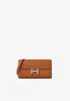Pre-owned Hermes Constance Long Wallet In Gold Epsom With Palladium Hardware In Brown