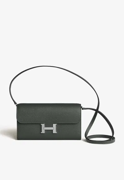 Hermes Constance To Go Wallet In Vert Mangrove Epsom With Palladium Hardware In Green