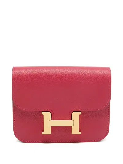 Pre-owned Hermes Constance Wallet In Pink