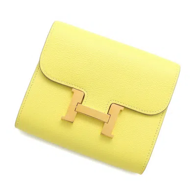 Pre-owned Hermes Constance Wallet (bi-fold) () In Green