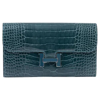 Pre-owned Hermes Hermès Constance Wallet In Blue