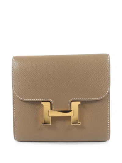 Pre-owned Hermes Constance Wallet In Gray