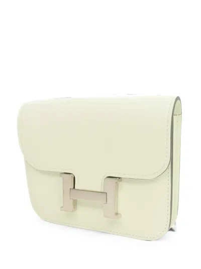 Pre-owned Hermes Constance Wallet In Green